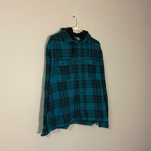 Blue Hooded Flannel